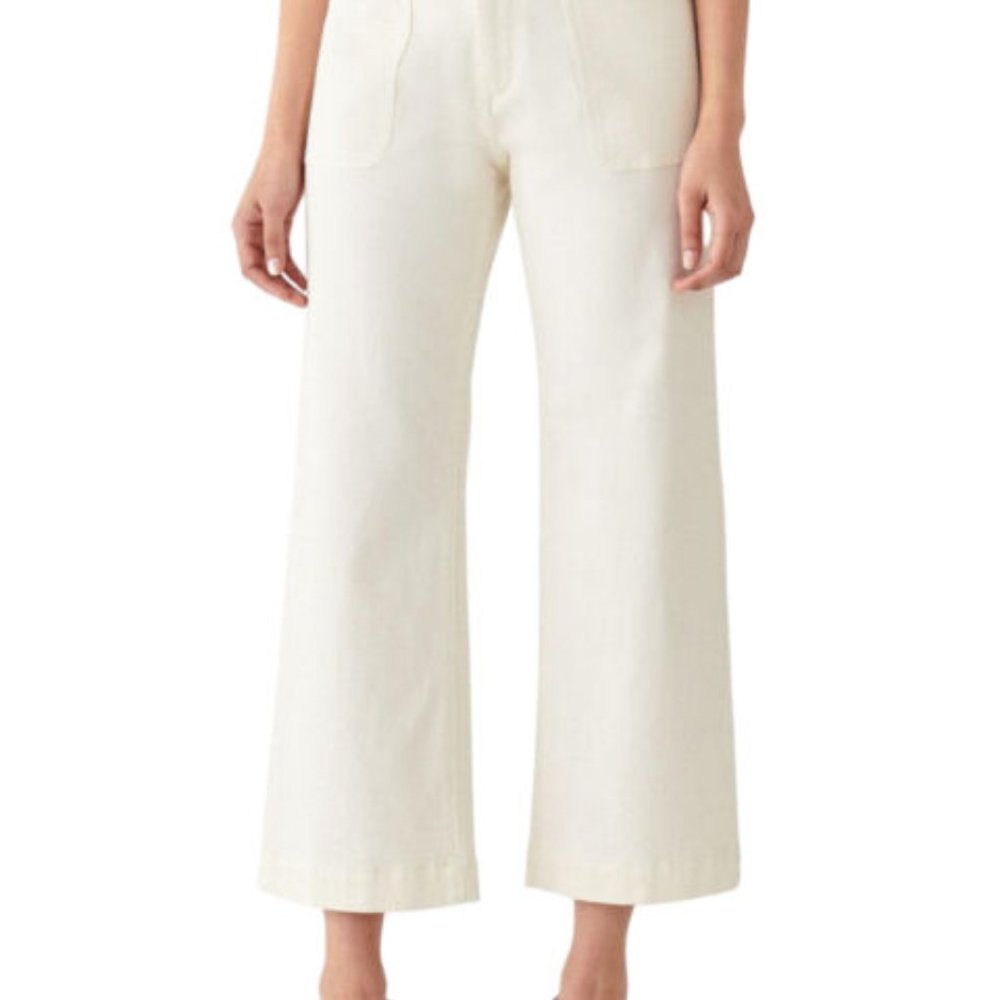 DL1961 Hepburn High Rise Wide Leg Eggshell Denim